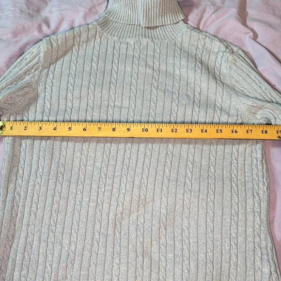 Izod Women's sz Large Baby Blue Cable Knit Turtle Neck Sweater Long Sleeve - Picture 8 of 8